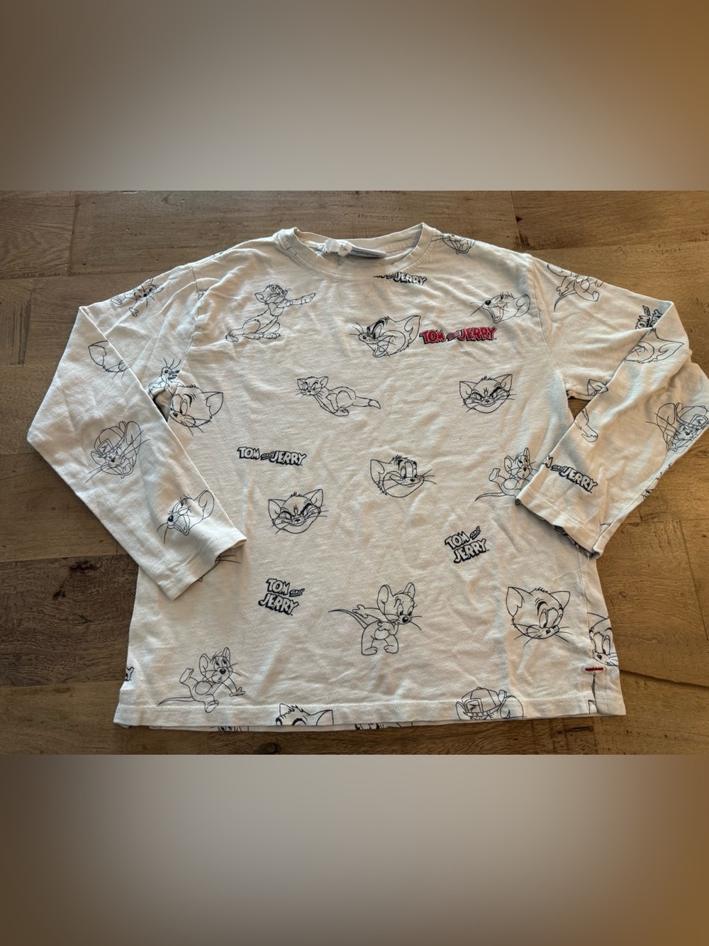 Zara X Tom & Jerry neutral novelty allover print long sleeve sz 10